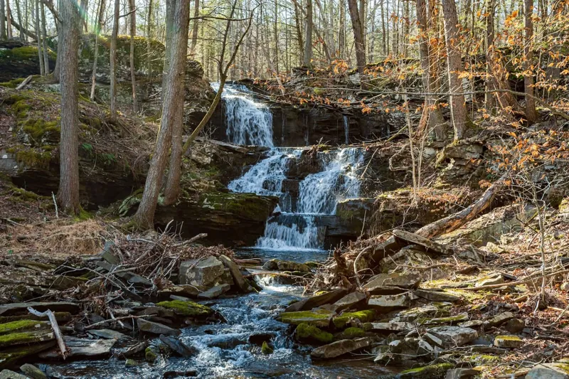 Tiered waterfall with rocky creek bed